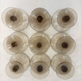 Set of 9 smoked glass champagne glasses