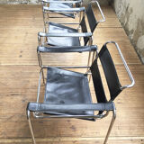 Bauhaus modernist leather chrome armchairs