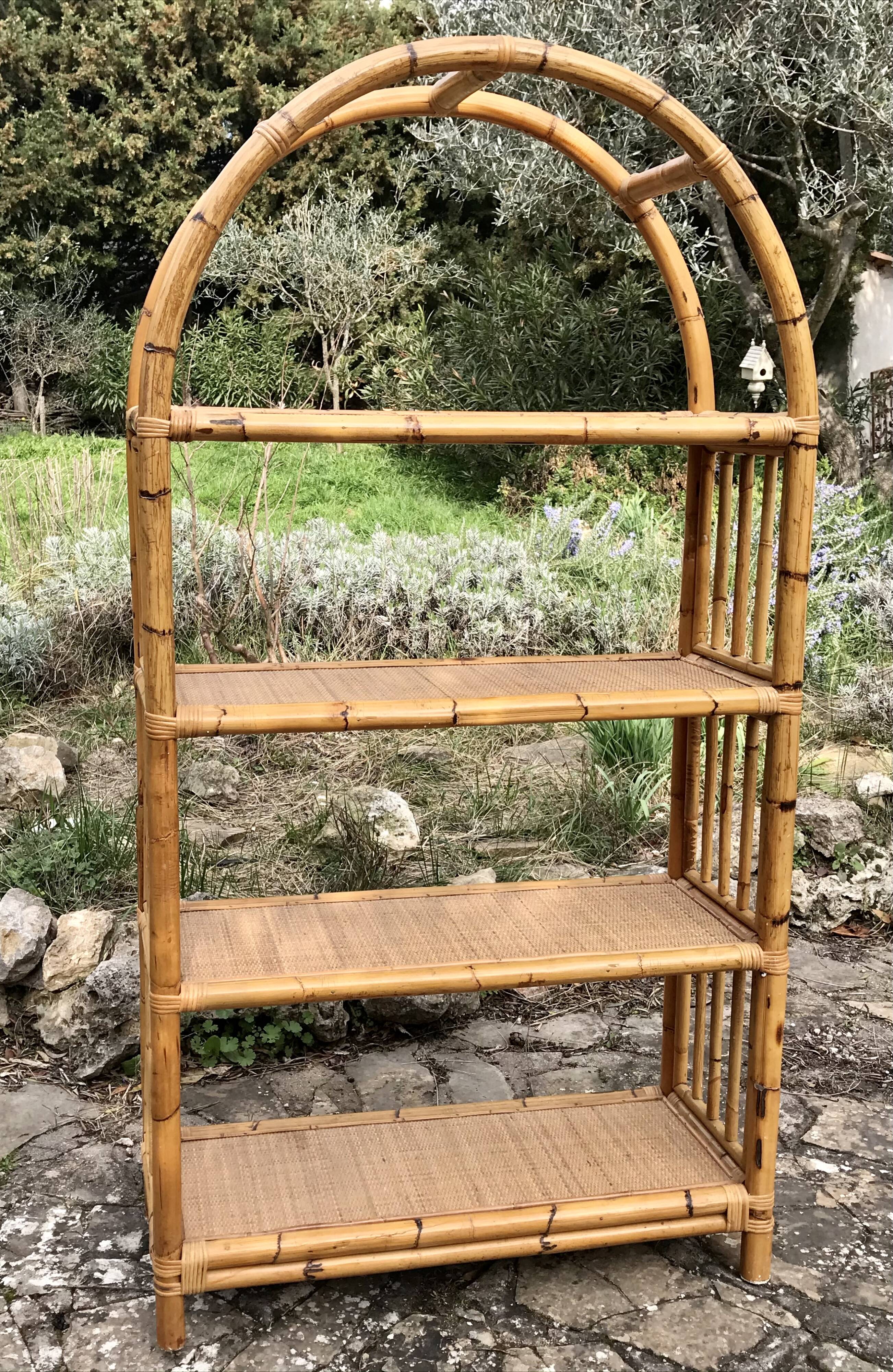 Vintage rattan library