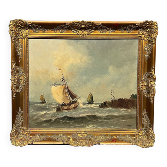 Tableau ancien "Paysage marin".