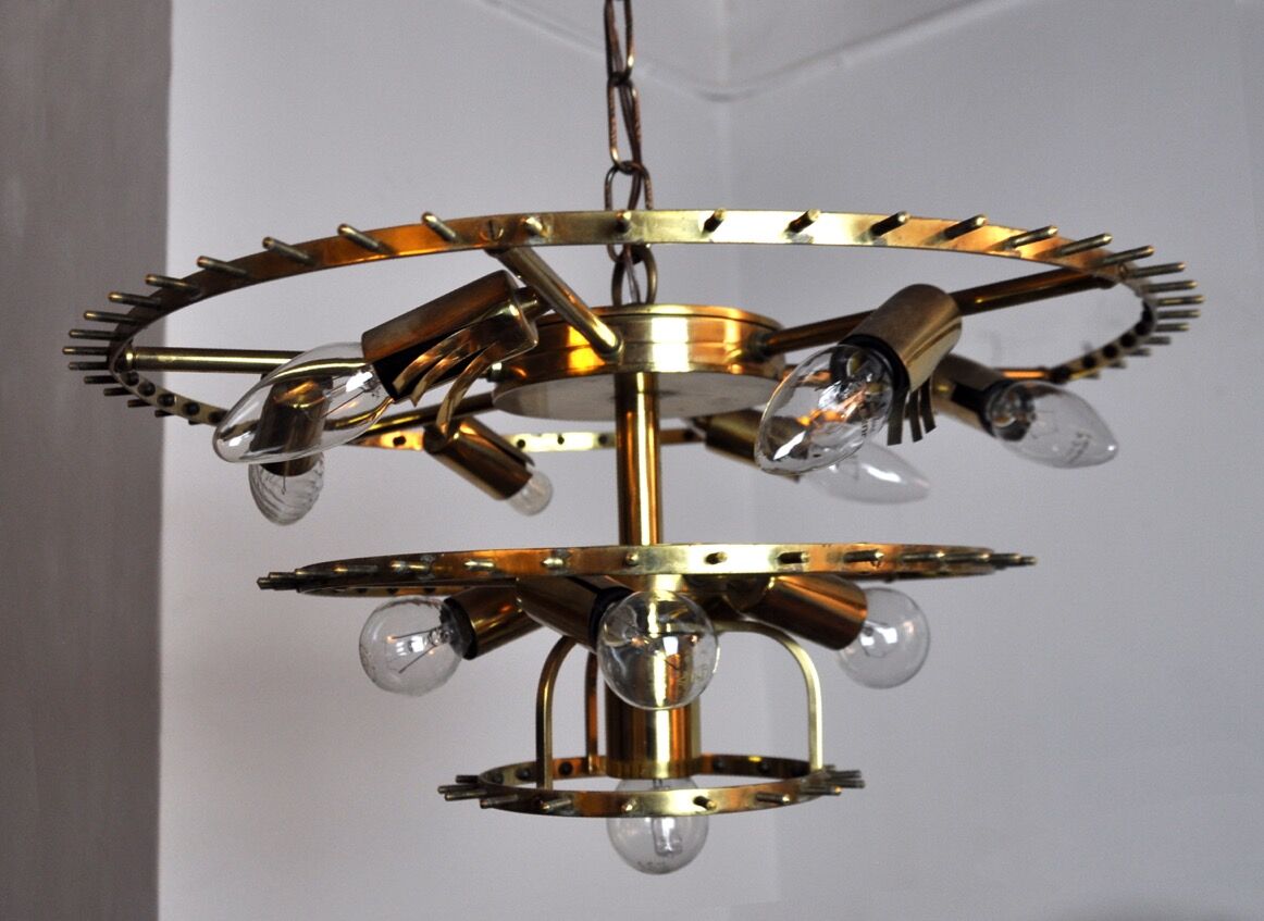 Chandelier Murano iridescent glass Venini, 3 levels, Italy, 1960