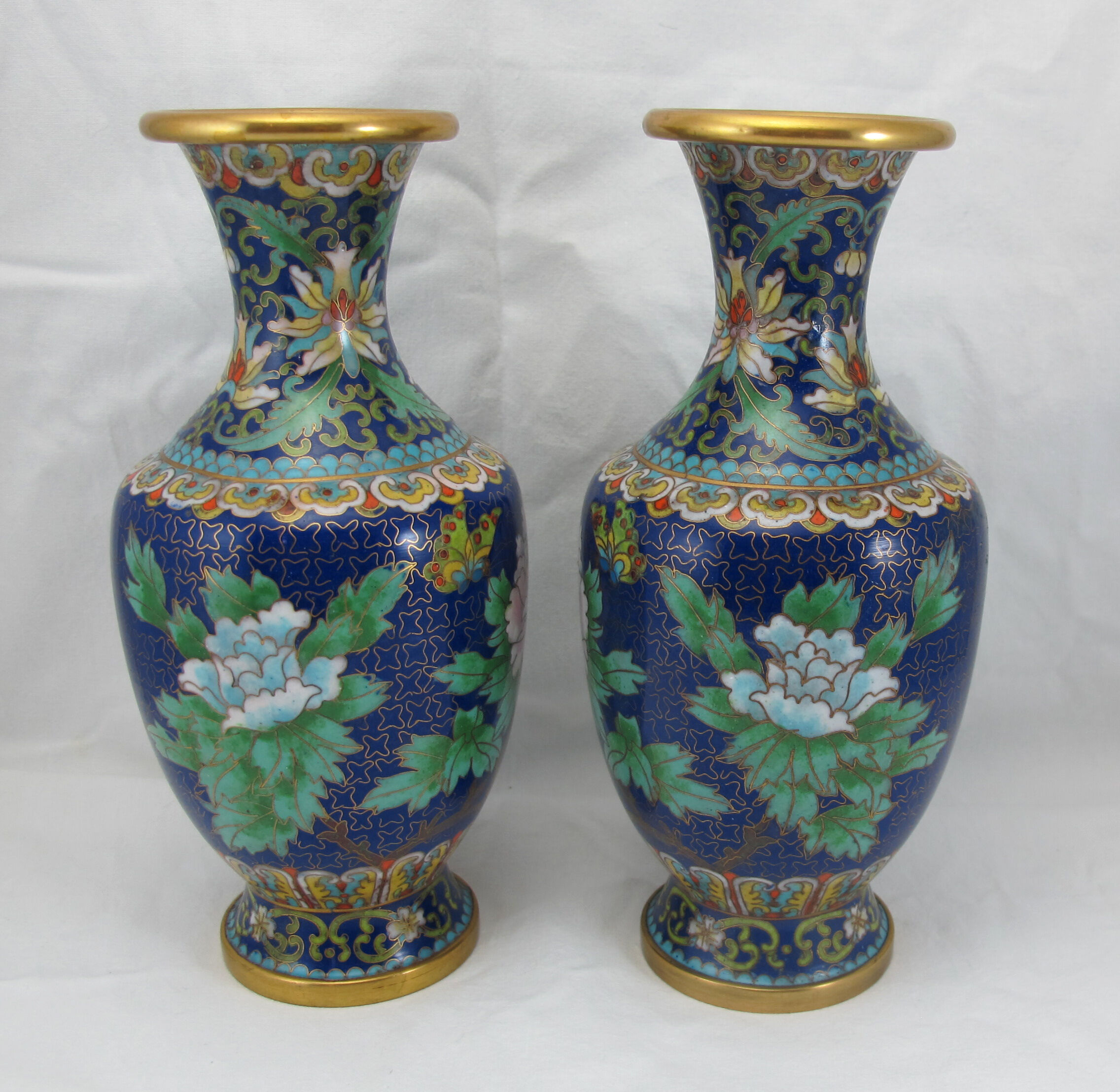 Paire de vases en bronze émail cloisonné chinois chine