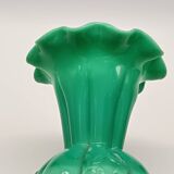 Pair of antique green opaline fairground vases, vintage, french