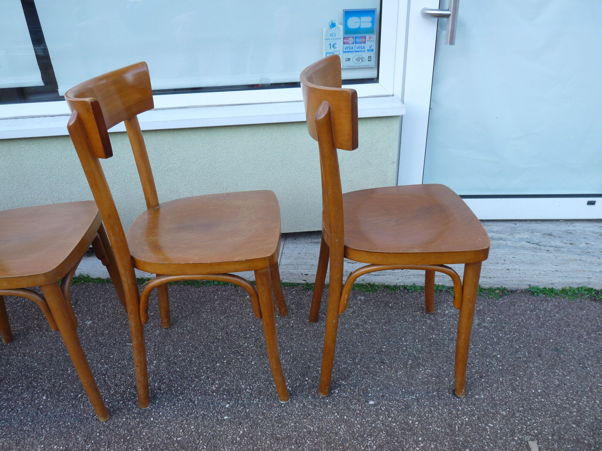 Lot de 6 chaises de bistrot bar en bois