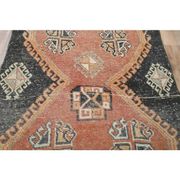 Tapis couloir vintage turc Oushak fait à la main en laine orange 76x374