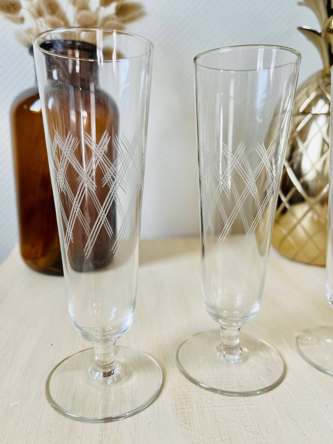 Ensemble de 4 flutes coupes de champagne vintage