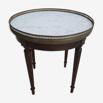 White marble mahogany pedestal table Louis XVI style