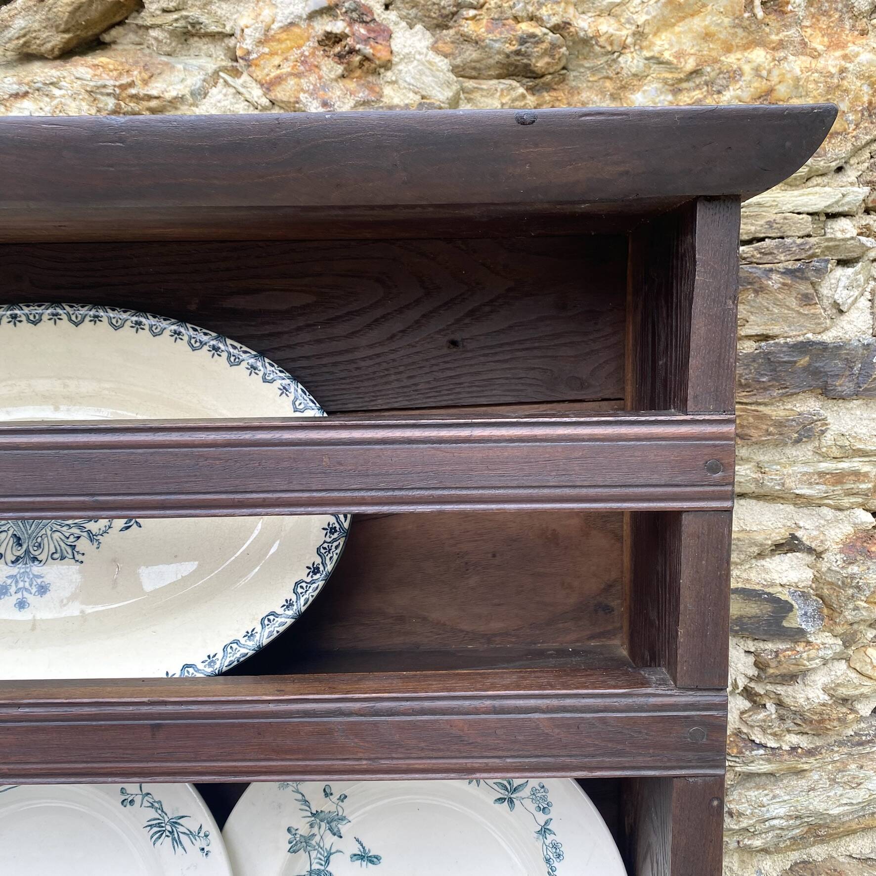 Antique wooden plate rack cupboard.