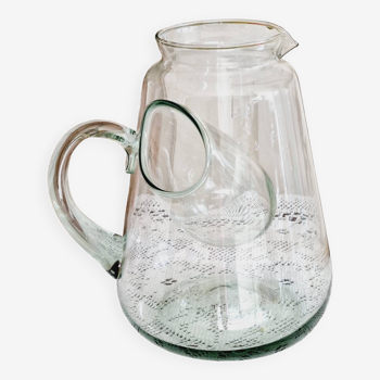 Blown glass carafe with compartment