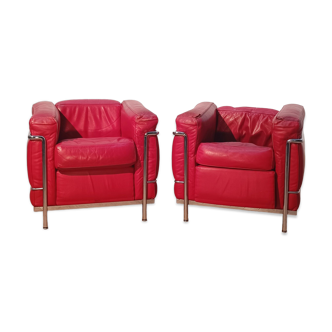 Pair of LC2 armchairs, Le Corbusier for Cassina