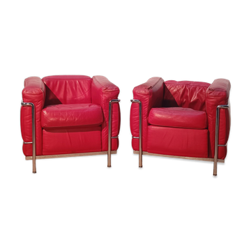 Pair of LC2 armchairs, Le Corbusier for Cassina