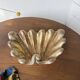 Immense wooden plate 1900 shell with golden patina