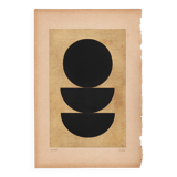 Collage on old paper - Gao - geometric painting H190 signed Eawy