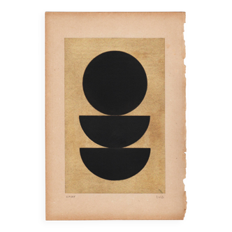 Collage on old paper - Gao - geometric painting H190 signed Eawy