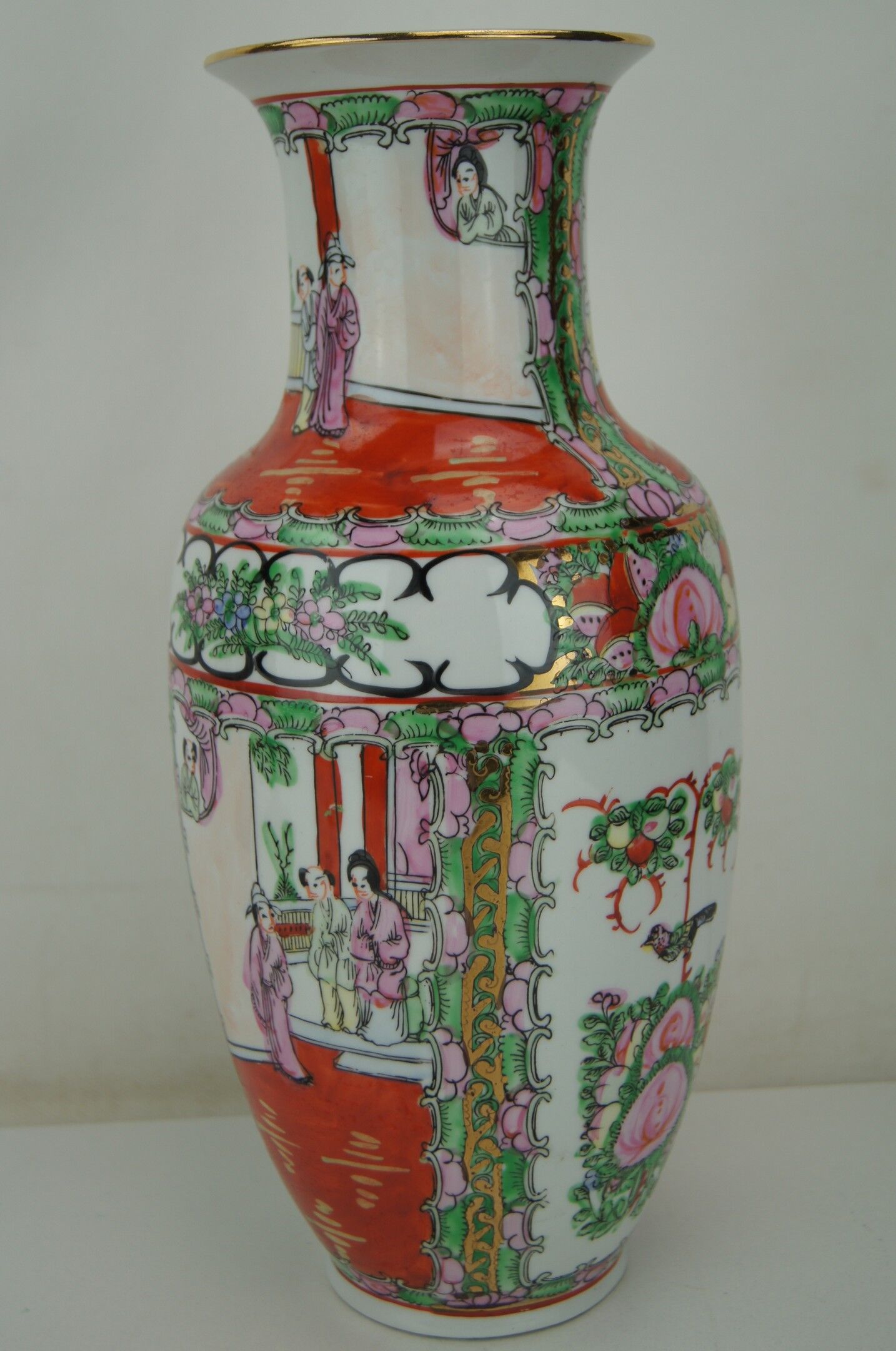 Porcelain vase with polychrome decoration - mid-20th century