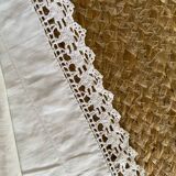 Taie d oreiller ancienne coton et dentelle .