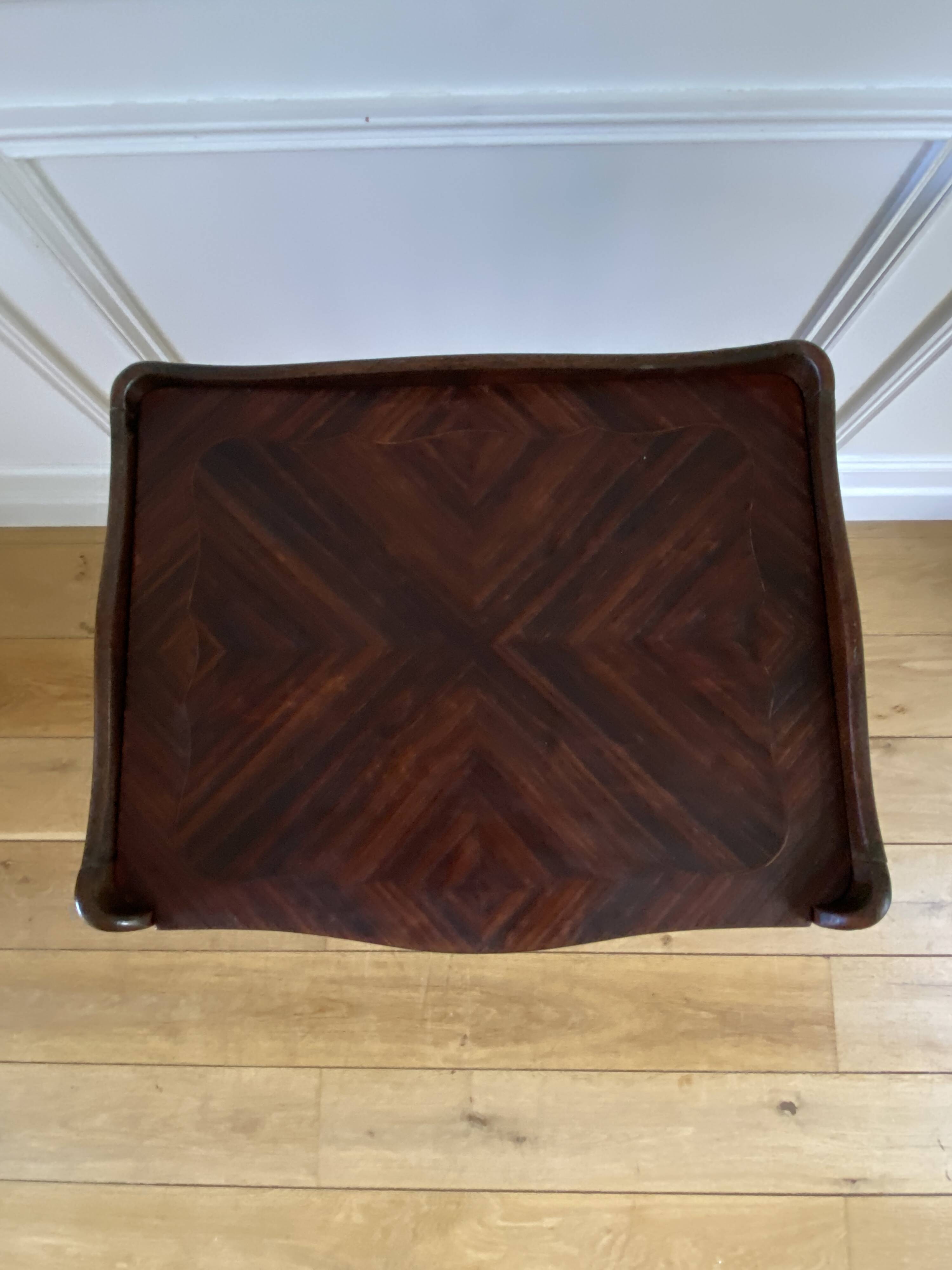 Antique marquetry bedside table – Louis XV style – 3 drawers