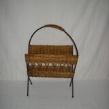 rattan magazine rack from the 50s
