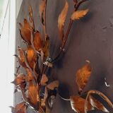 Monumental Vintage Wall Lamp with Golden Leaf Decor by Hans Kögl, 1960s