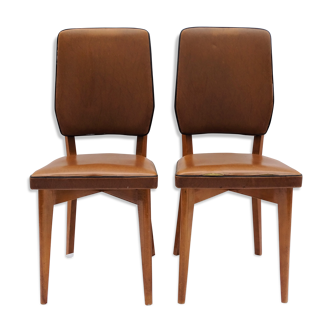 Pair of chairs in skai and wood