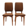 Paire de chaises en skaï et bois