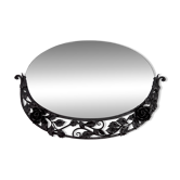 Art Deco wrought iron mirror with rose decoration, circa 1920.