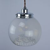 Mid-Century Italian Chrome and Mid-Century ItalianMurano Glass Pendant Lamp