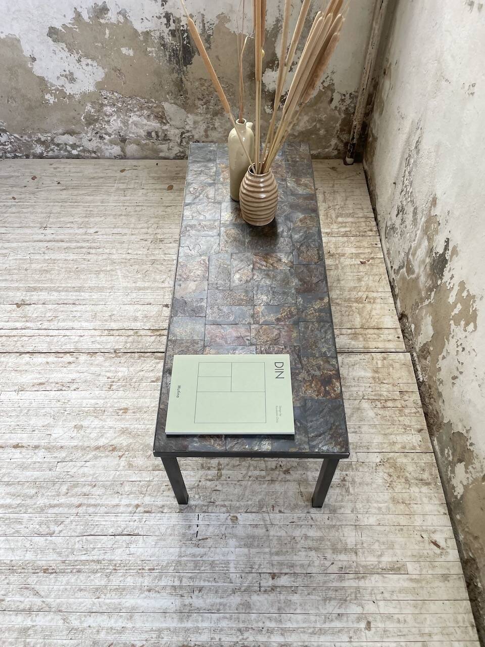 1950s slate coffee table