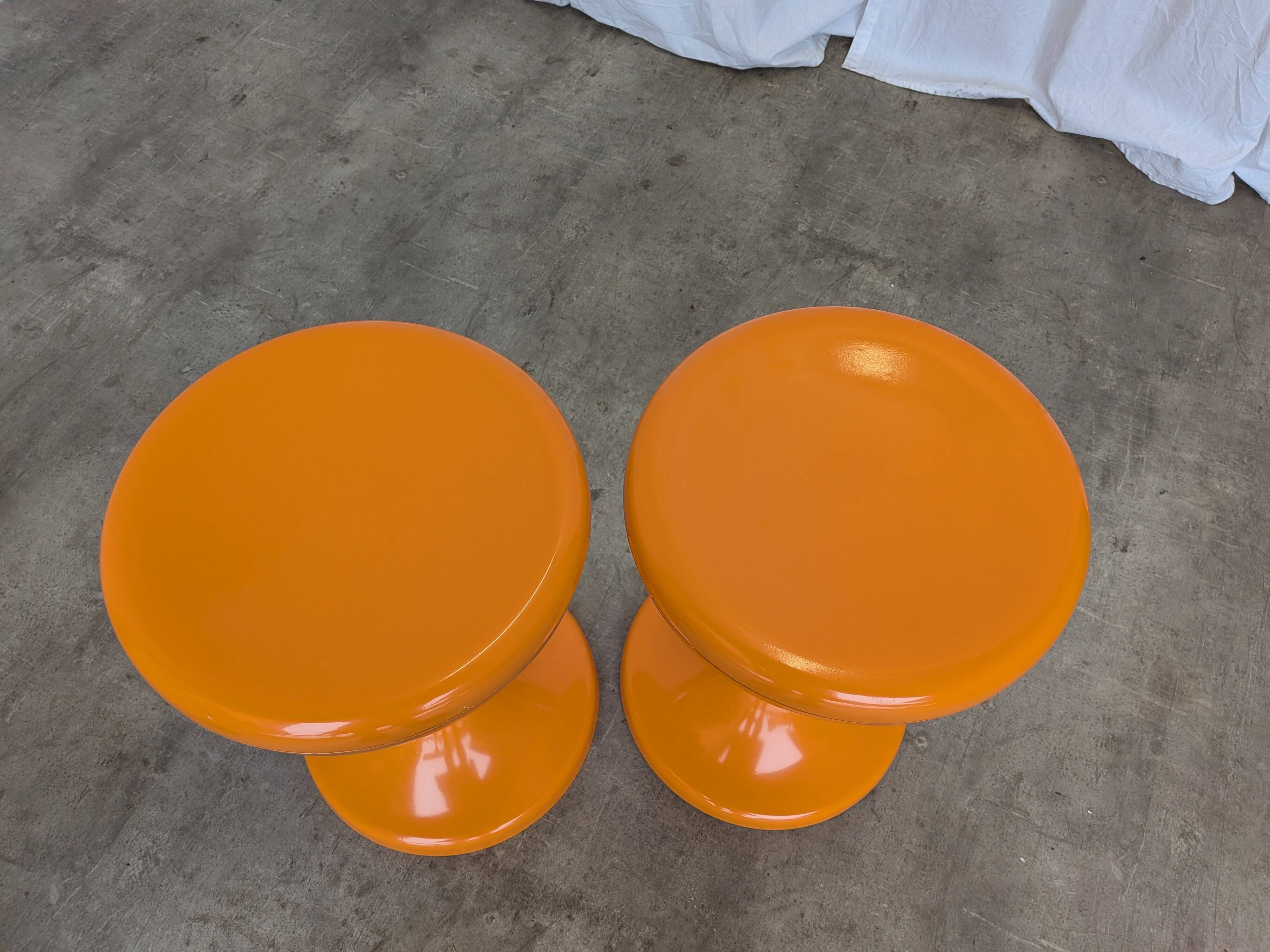 Set of 2 Orange Vintage Mushroom Stool “Jurček” by Meblo, 1960s – Space Age