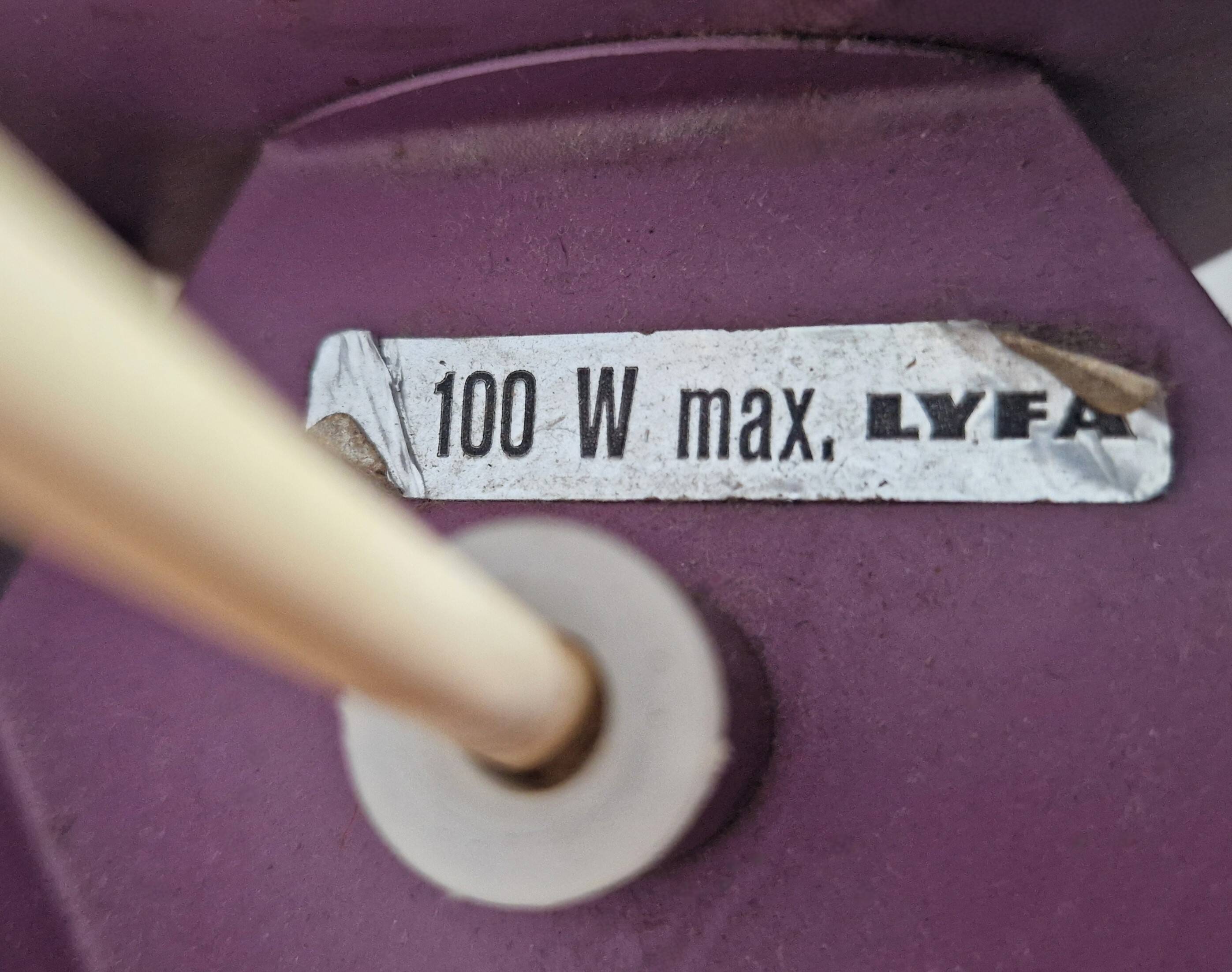 Set of 2 purple Seks-Tre pendant lamps by Ole Panton for Lyfa, Denmark 1960's