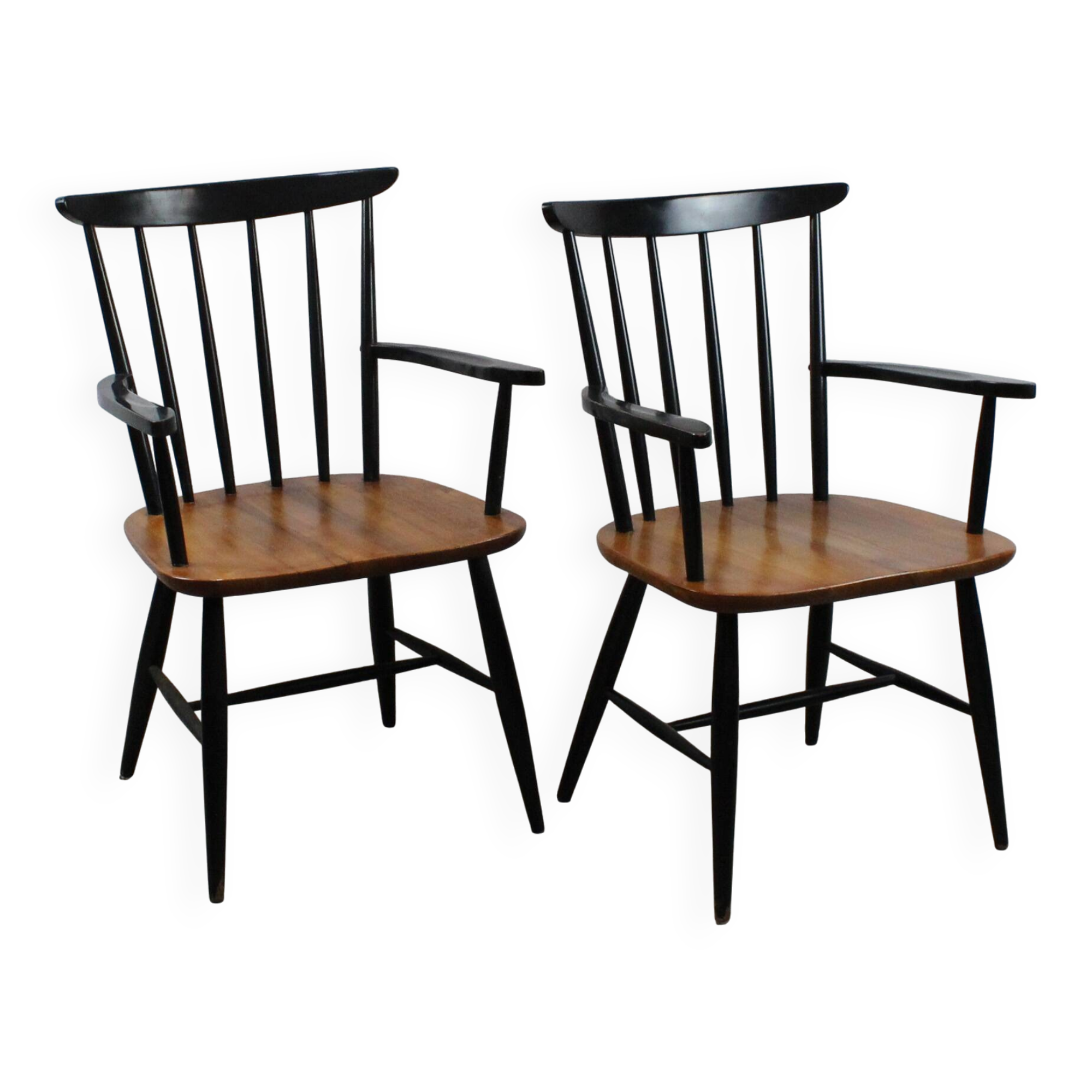 Pair of vintage Scandinavian-style bridge armchairs