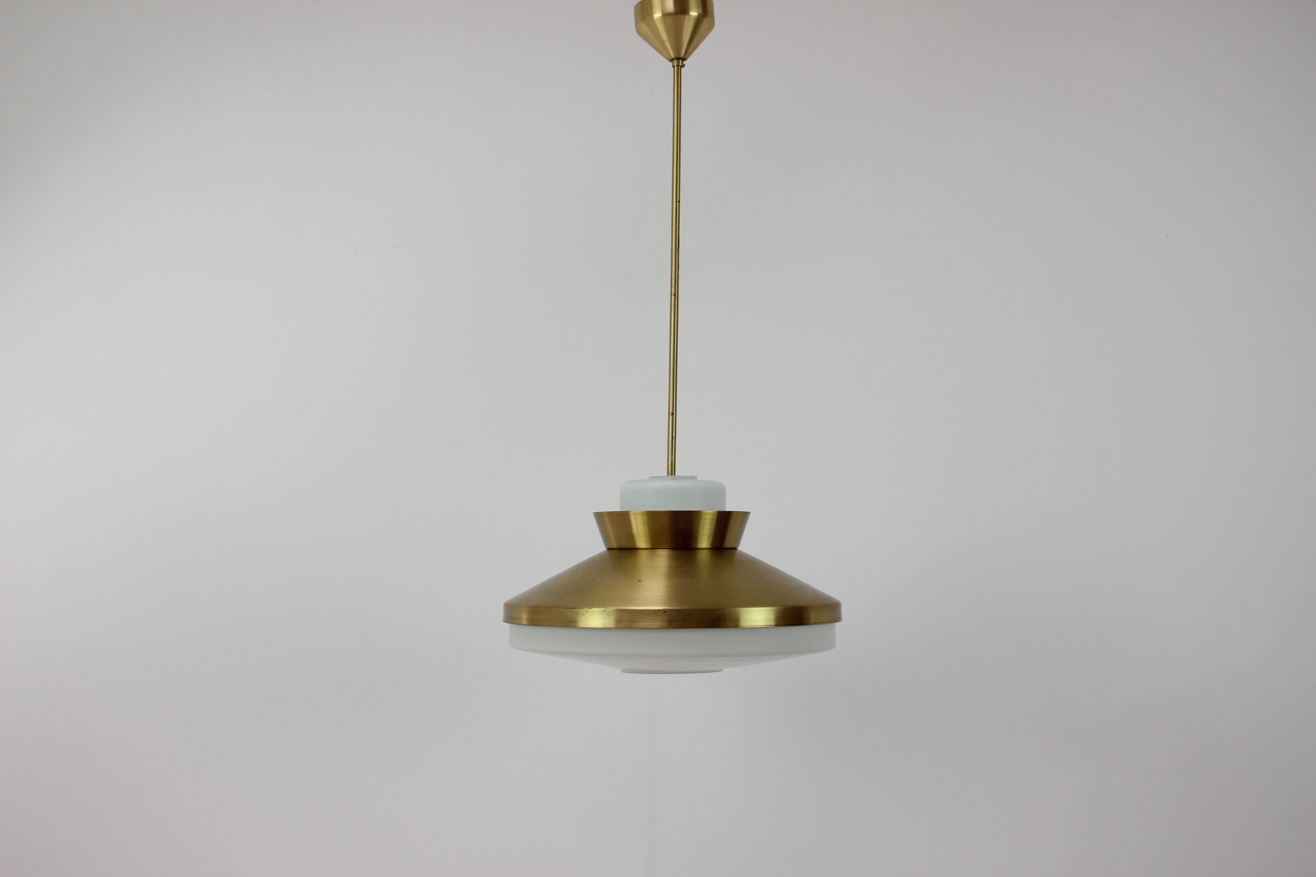 Brass and glass chandelier by Valasske Mezirici, 1970's