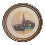 Small signed marine landscape painting