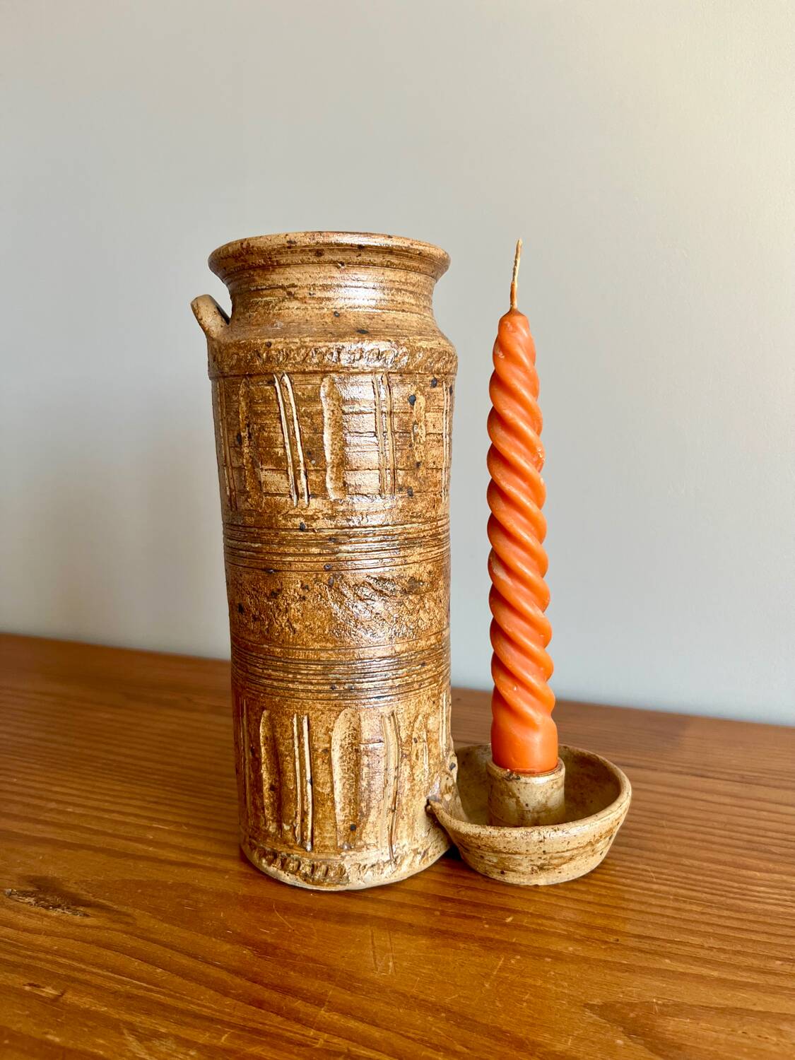 Vase / bougeoir grès vintage « La Hulotte »