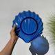 Blue glass shell salad bowl