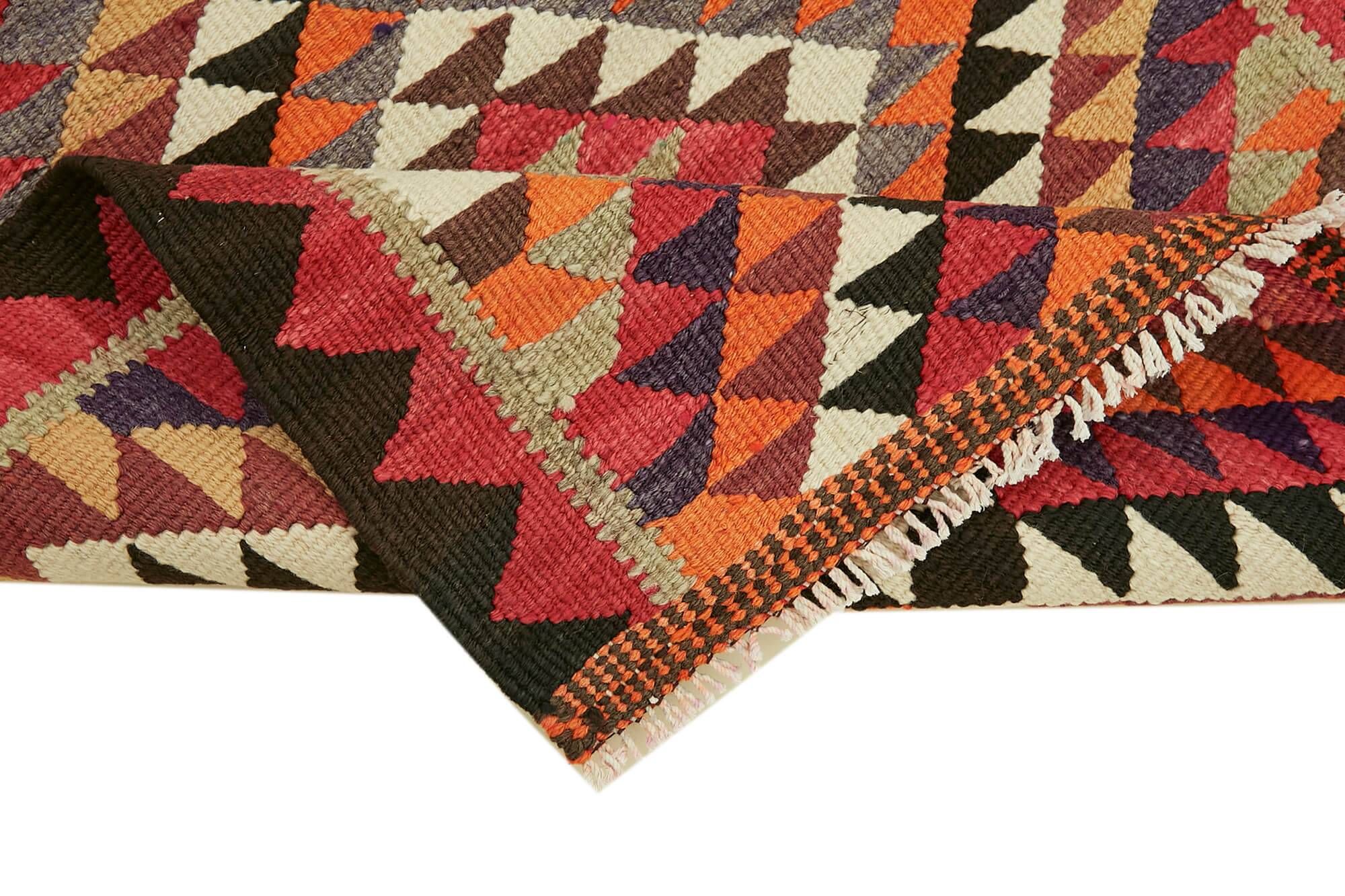 Turkish Handwoven Vintage Herki Kilim 90 cm x 332 cm