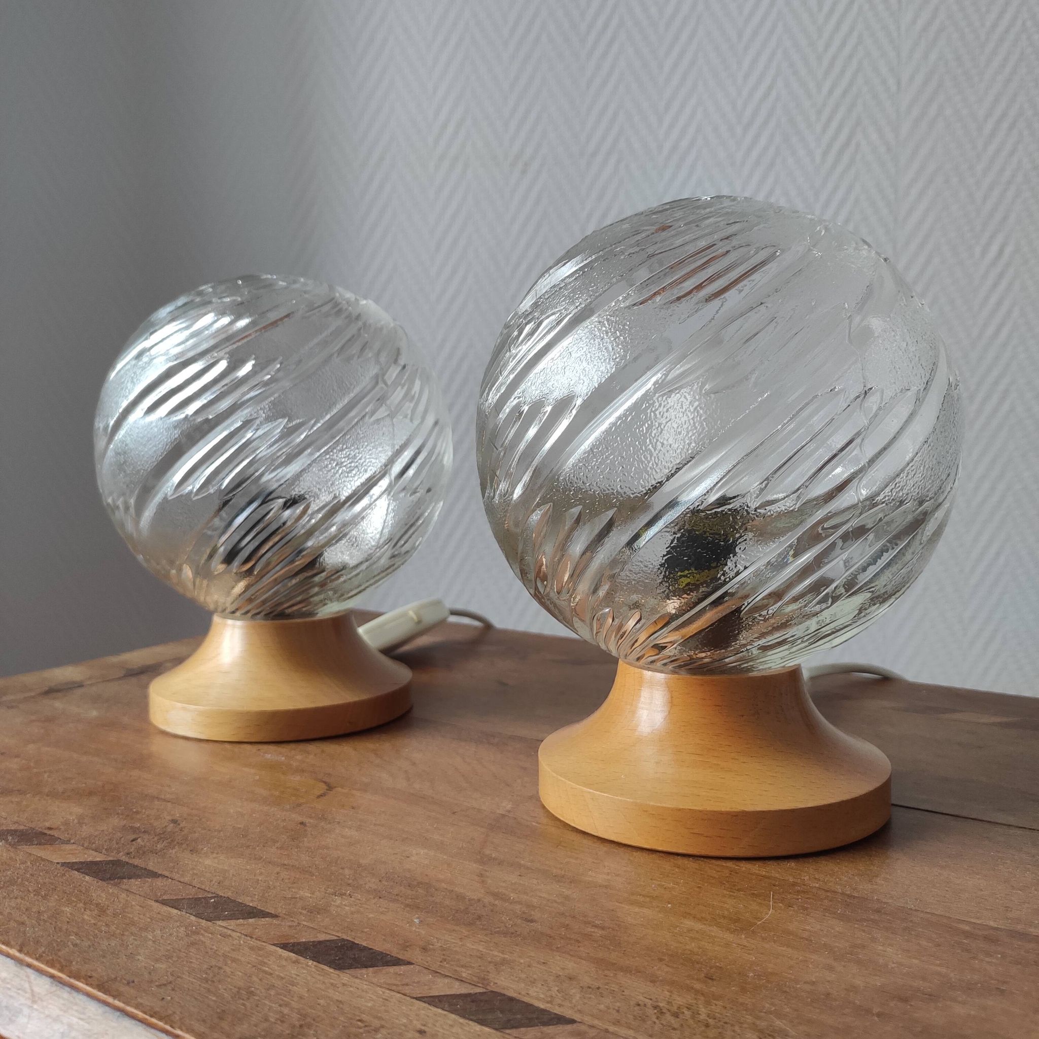 Pair of vintage 1990s globe lamps