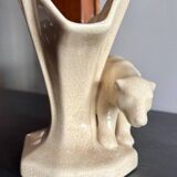 Art Deco polar bear vase in crackle-effect ceramic