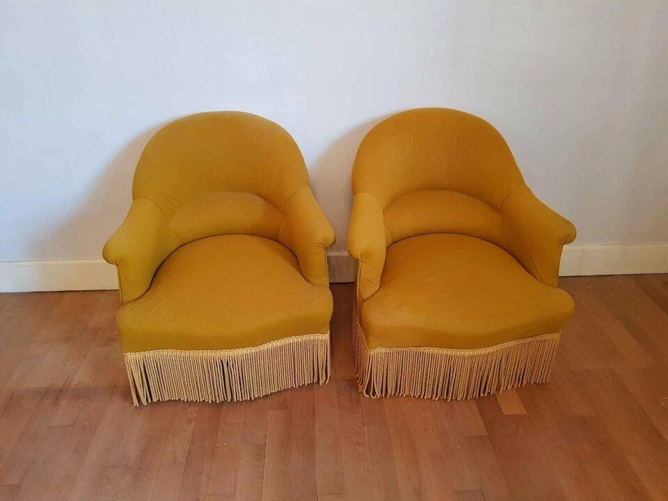 Pair of yellow toad armchairs