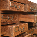 Old teak storage cabinet with 21 drawers