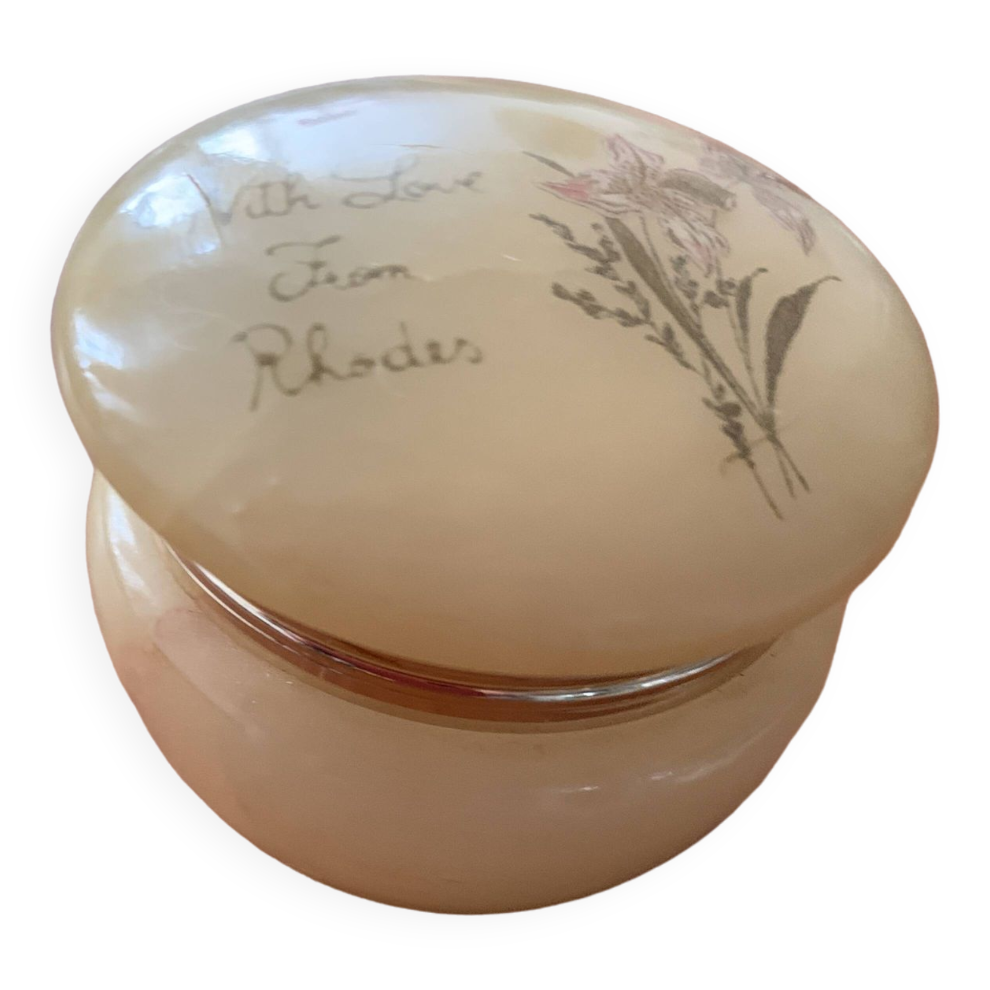 Pilulier Doré Décor Pierre Onyx - Occasion - Fabriqué En France