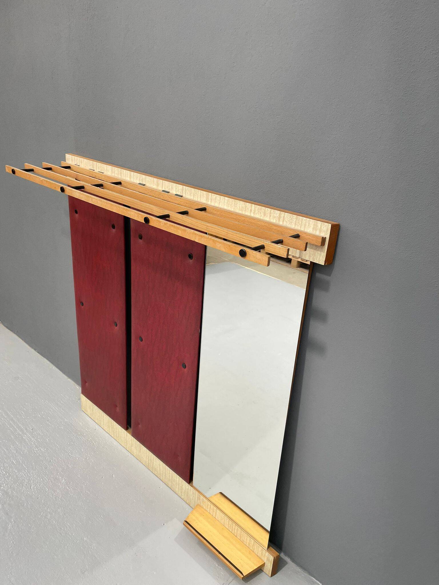 Vintage Wall-Mounted Hallway Panel with Hooks, Mirror & Shelf, 1960s