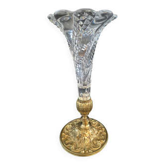 Cornet or tulip vase, centrepiece, Baccarat crystal 19th century