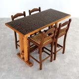 Vintage bar table with chairs | dining table | bar stools | 1950s