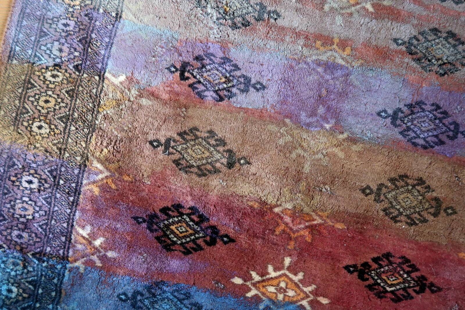 Contemporary artistry meets vintage Bukhara rug, 95cm x 154cm, 1950s