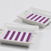 Set of fine purple porcelain ashtrays Midcentury Augarten Vienna, Austria, 1950s