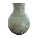 Signed enamelled and crystallized ball vase