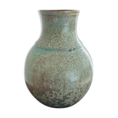 Signed enamelled and crystallized ball vase