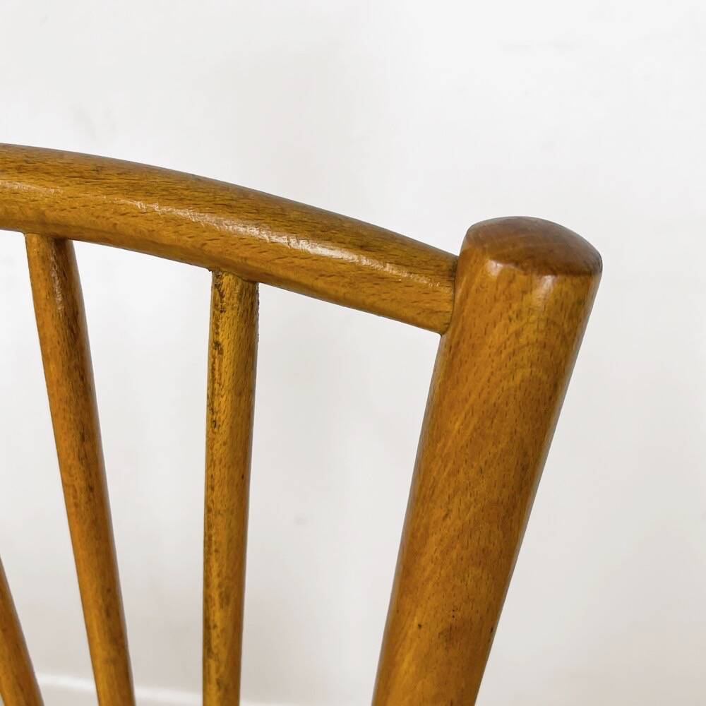 60s blond wood and yellow vinyl bistro chair