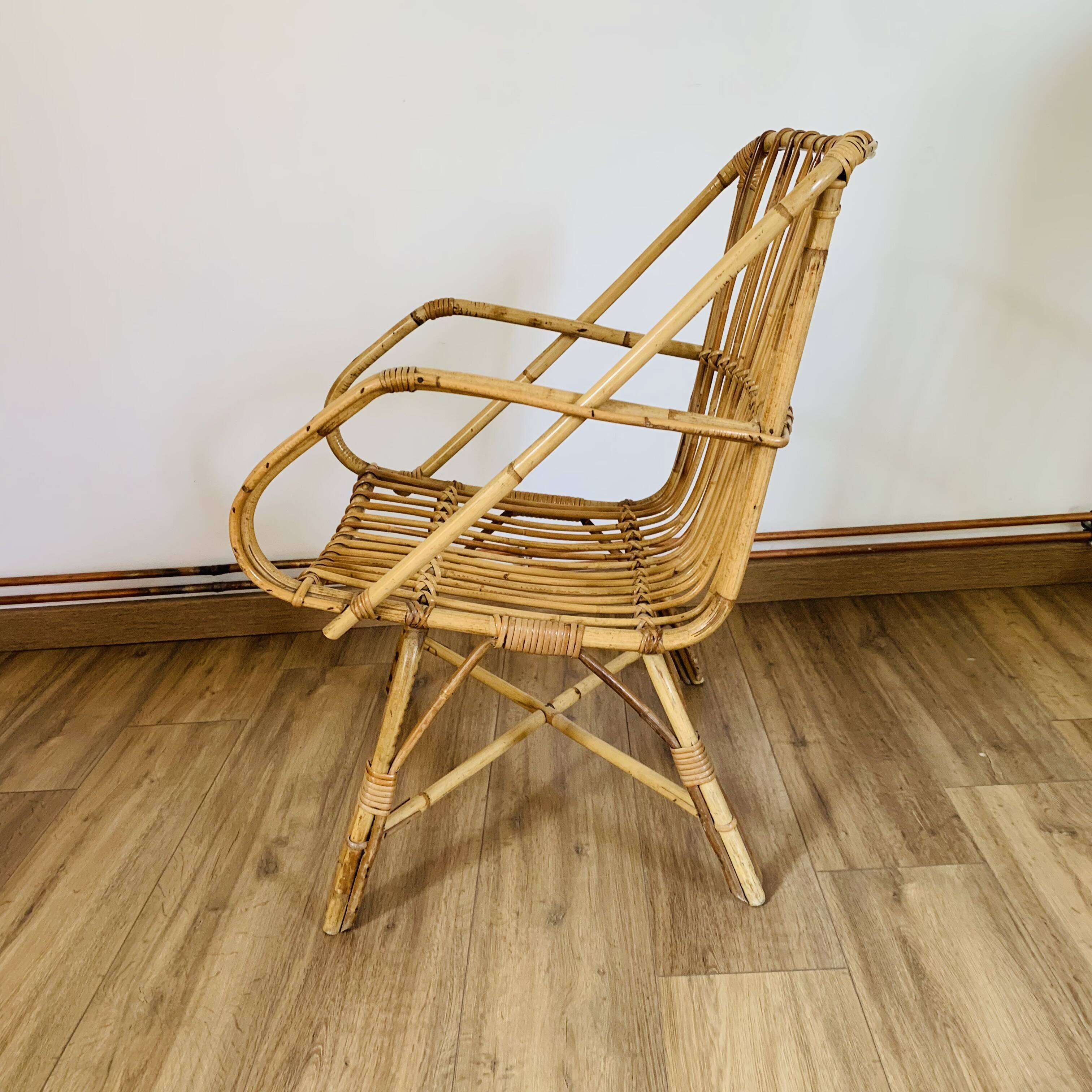 Cubic rattan armchair